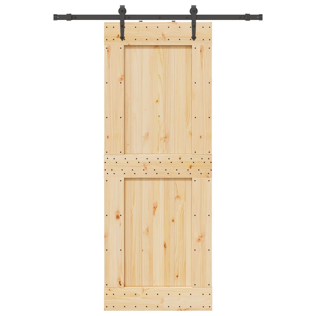 Ușă Glisantă Cu Set De Feronerie 70X210 Cm, Lemn Masiv De Pin