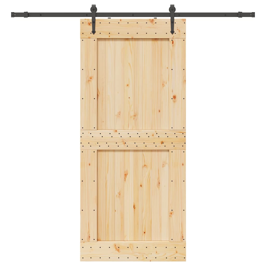 Ușă Glisantă Cu Set De Feronerie 70X210 Cm, Lemn Masiv De Pin