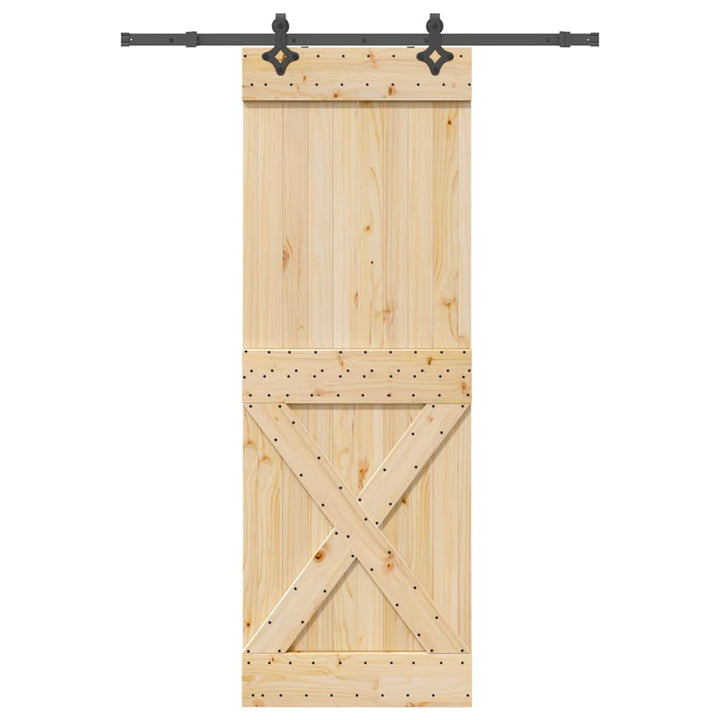Ușă Glisantă Cu Set De Feronerie 85X210 Cm, Lemn Masiv De Pin