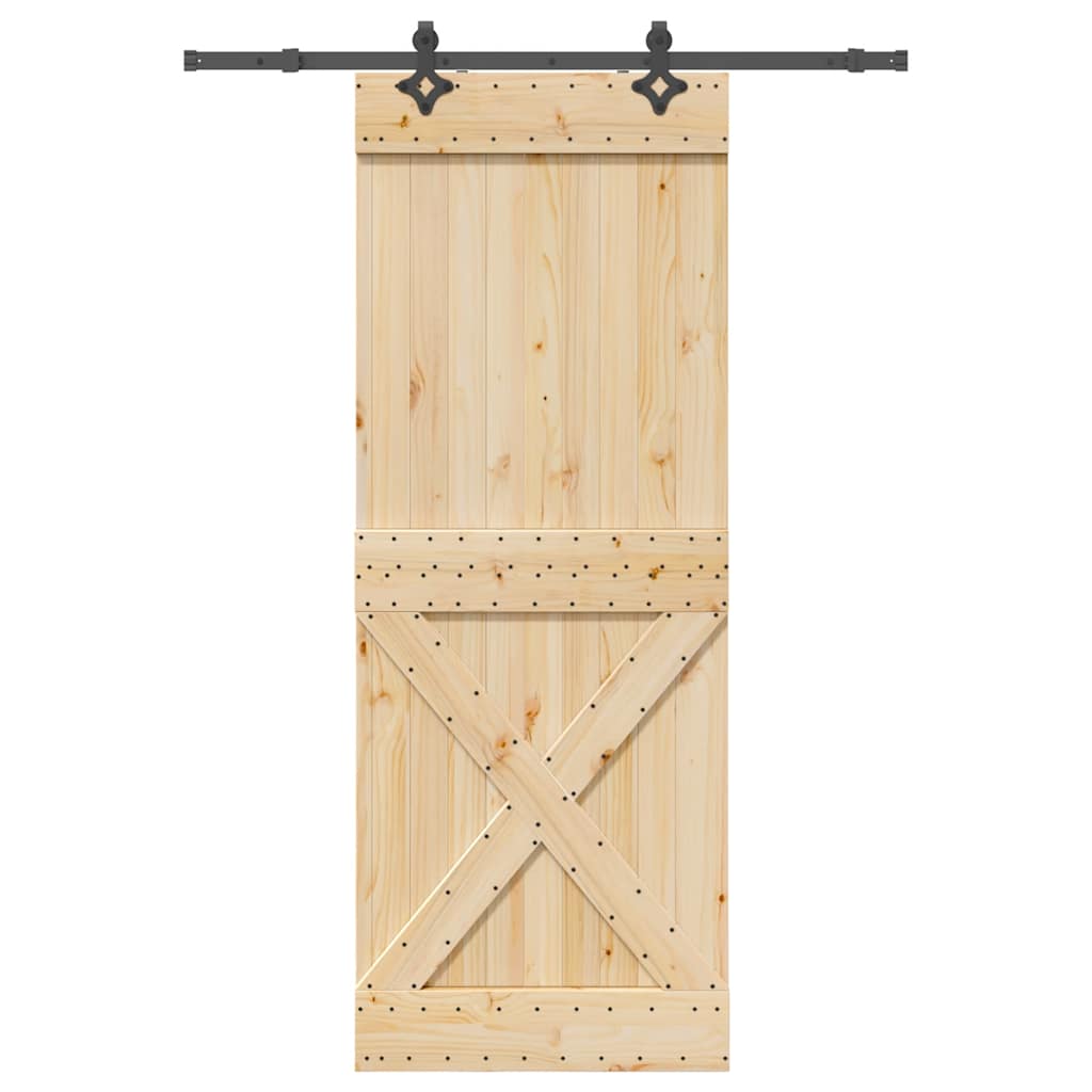 Ușă Glisantă Cu Set De Feronerie 85X210 Cm, Lemn Masiv De Pin