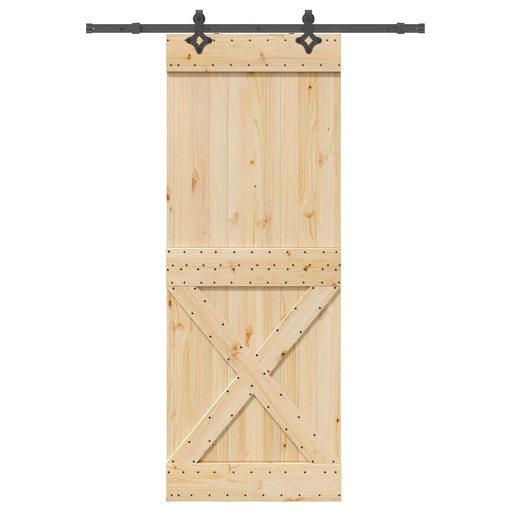 Ușă Glisantă Cu Set De Feronerie 85X210 Cm, Lemn Masiv De Pin