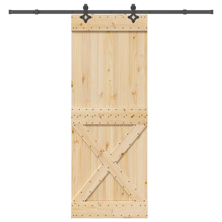 Ușă Glisantă Cu Set De Feronerie 85X210 Cm, Lemn Masiv De Pin