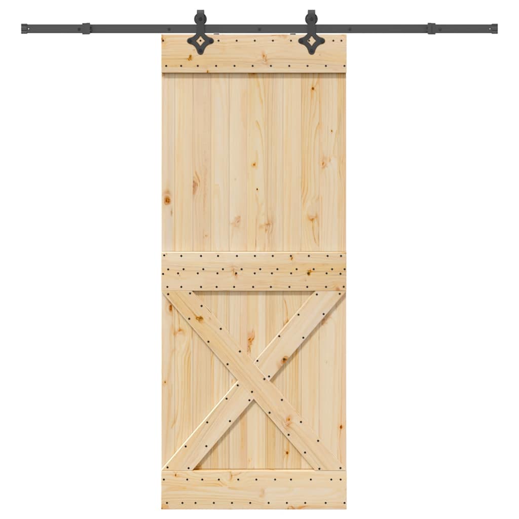 Ușă Glisantă Cu Set De Feronerie 85X210 Cm, Lemn Masiv De Pin