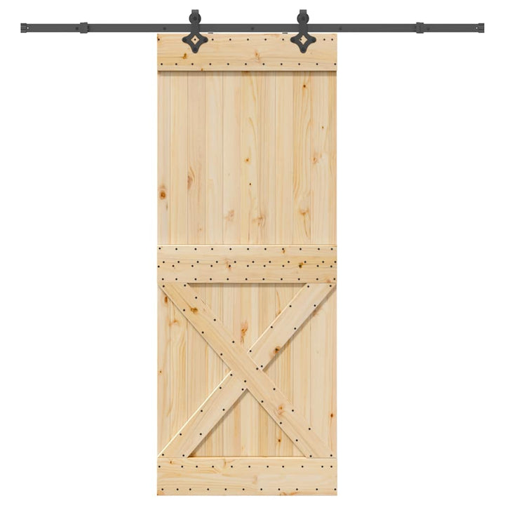 Ușă Glisantă Cu Set De Feronerie 85X210 Cm, Lemn Masiv De Pin