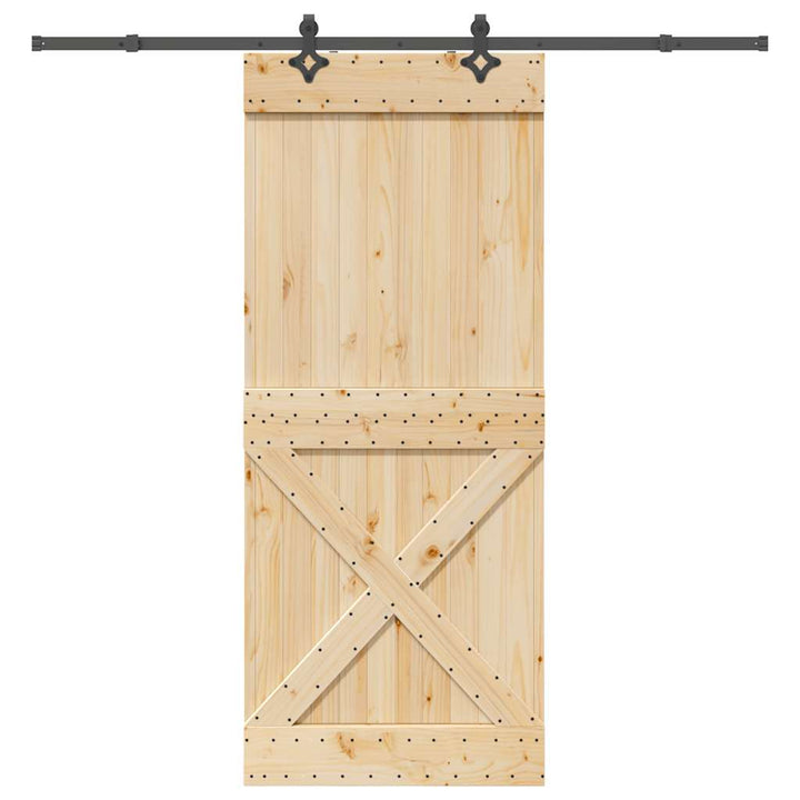 Ușă Glisantă Cu Set De Feronerie 85X210 Cm, Lemn Masiv De Pin