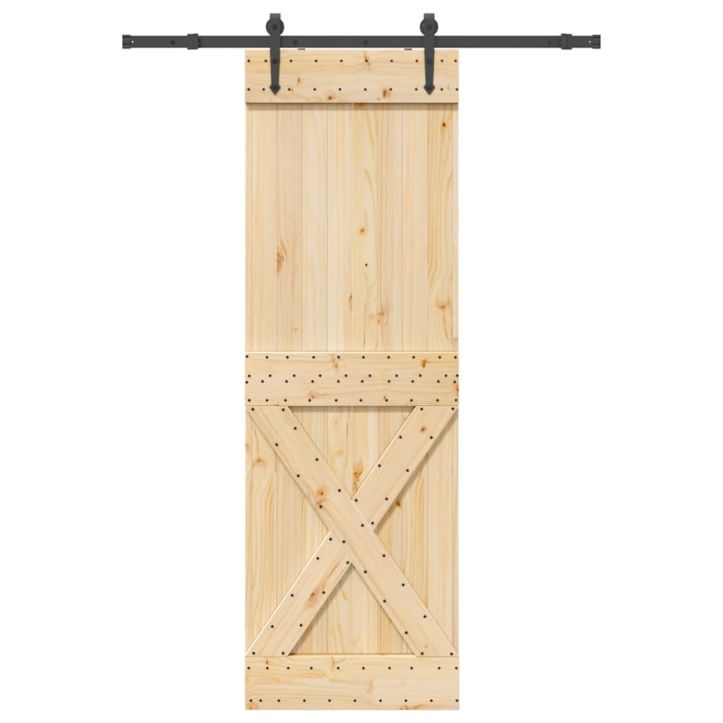 Ușă Glisantă Cu Set De Feronerie 70X210 Cm, Lemn Masiv De Pin