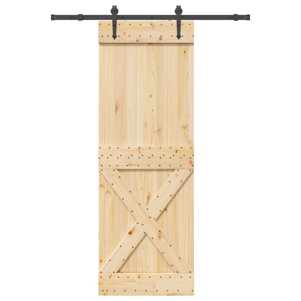Ușă Glisantă Cu Set De Feronerie 70X210 Cm, Lemn Masiv De Pin