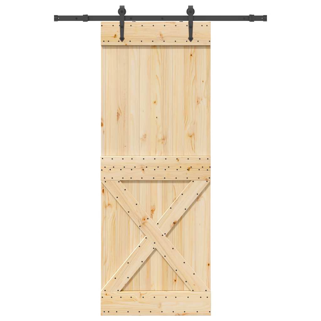 Ușă Glisantă Cu Set De Feronerie 70X210 Cm, Lemn Masiv De Pin