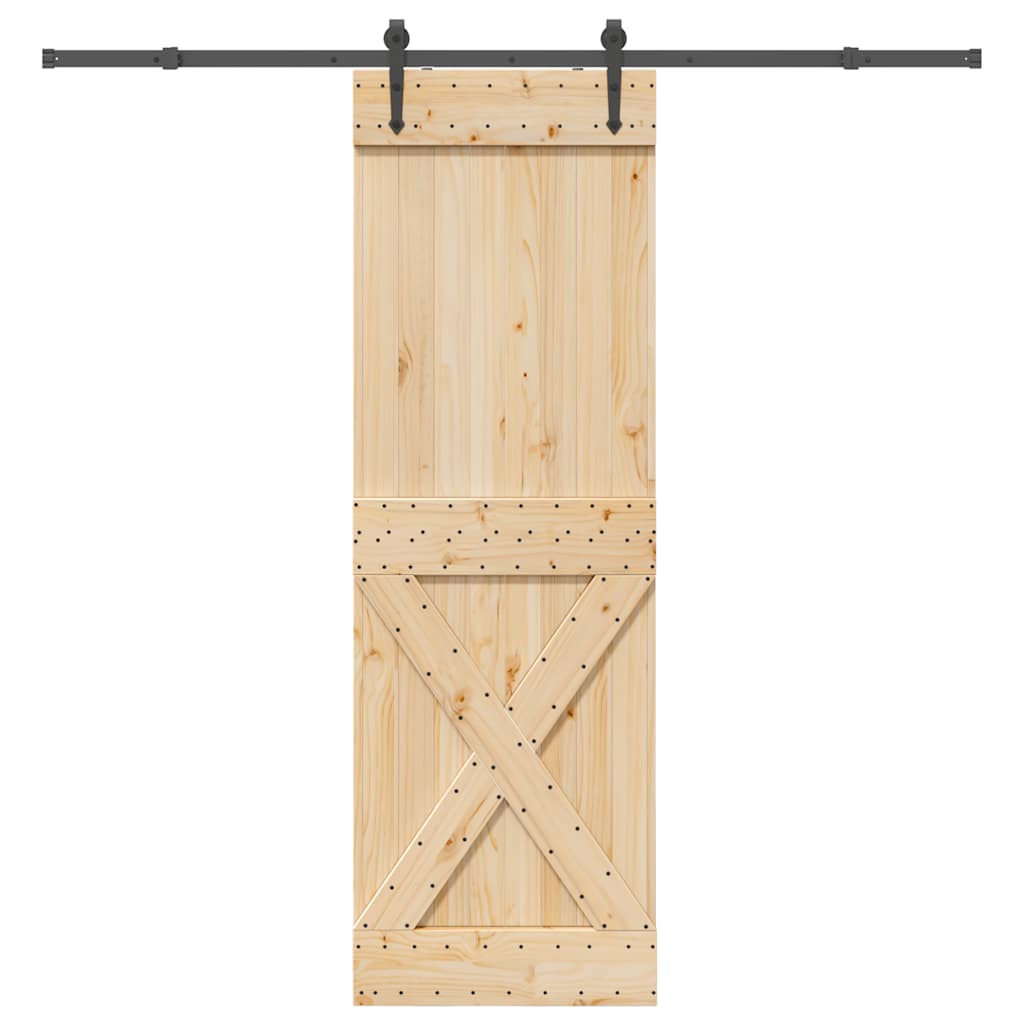 Ușă Glisantă Cu Set De Feronerie 70X210 Cm, Lemn Masiv De Pin