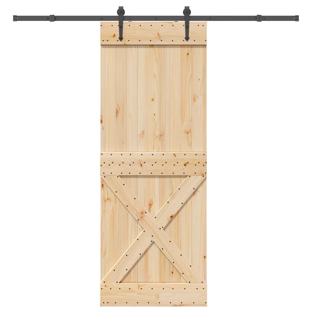 Ușă Glisantă Cu Set De Feronerie 70X210 Cm, Lemn Masiv De Pin