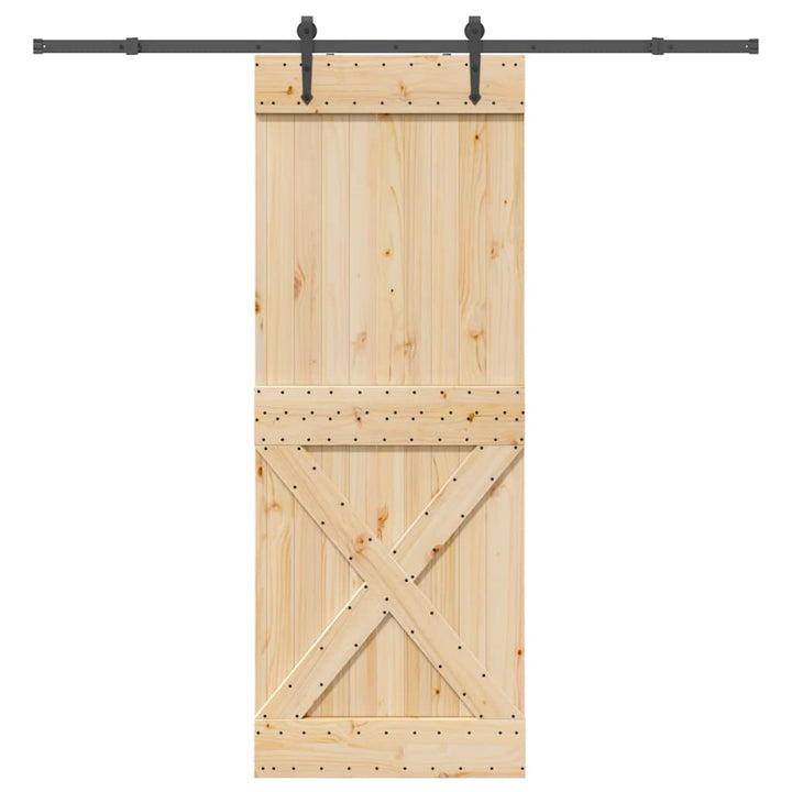 Ușă Glisantă Cu Set De Feronerie 70X210 Cm, Lemn Masiv De Pin