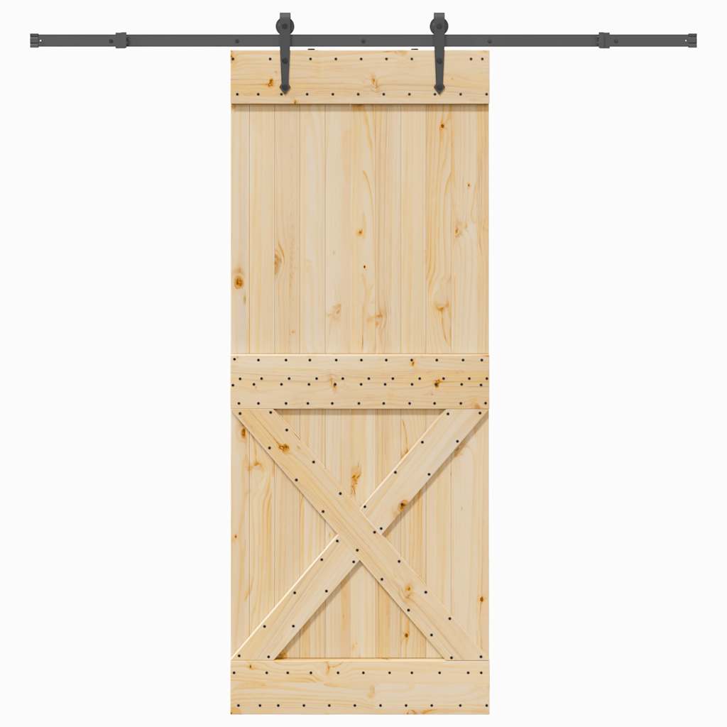 Ușă Glisantă Cu Set De Feronerie 70X210 Cm, Lemn Masiv De Pin