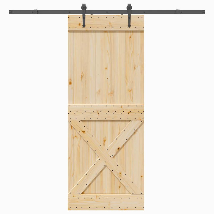 Ușă Glisantă Cu Set De Feronerie 70X210 Cm, Lemn Masiv De Pin