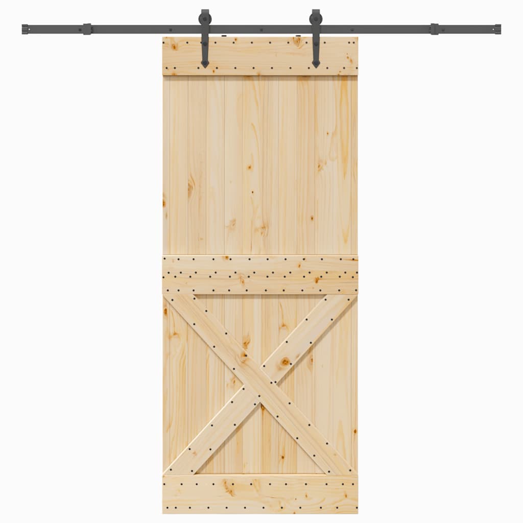 Ușă Glisantă Cu Set De Feronerie 70X210 Cm, Lemn Masiv De Pin