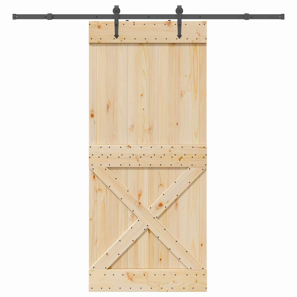 Ușă Glisantă Cu Set De Feronerie 70X210 Cm, Lemn Masiv De Pin